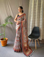 Lavender Grey  Kadambari Cotton Kalamkari Printed Saree