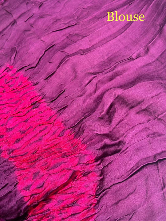 Orchid Shibori Bandhni Border Pure Modal Silk Plain With Lagdi Pallu Saree