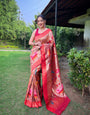 Maroon Zari Weaving Paithani Silk Saree