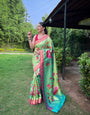 Acid green Zari Weaving Paithani Silk Saree