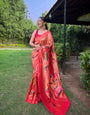 Red Zari Weaving Paithani Silk Saree