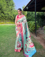 Sky Blue Zari Weaving Paithani Silk Saree