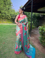 Crystal blue Zari Weaving Paithani Silk Saree