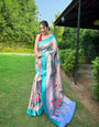 Grey Goose Zari Weaving Paithani Silk Saree