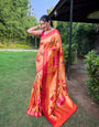 Orange Zari Weaving Paithani Silk Saree