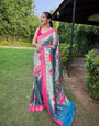 Grey Cloud Zari Weaving Paithani Silk Saree