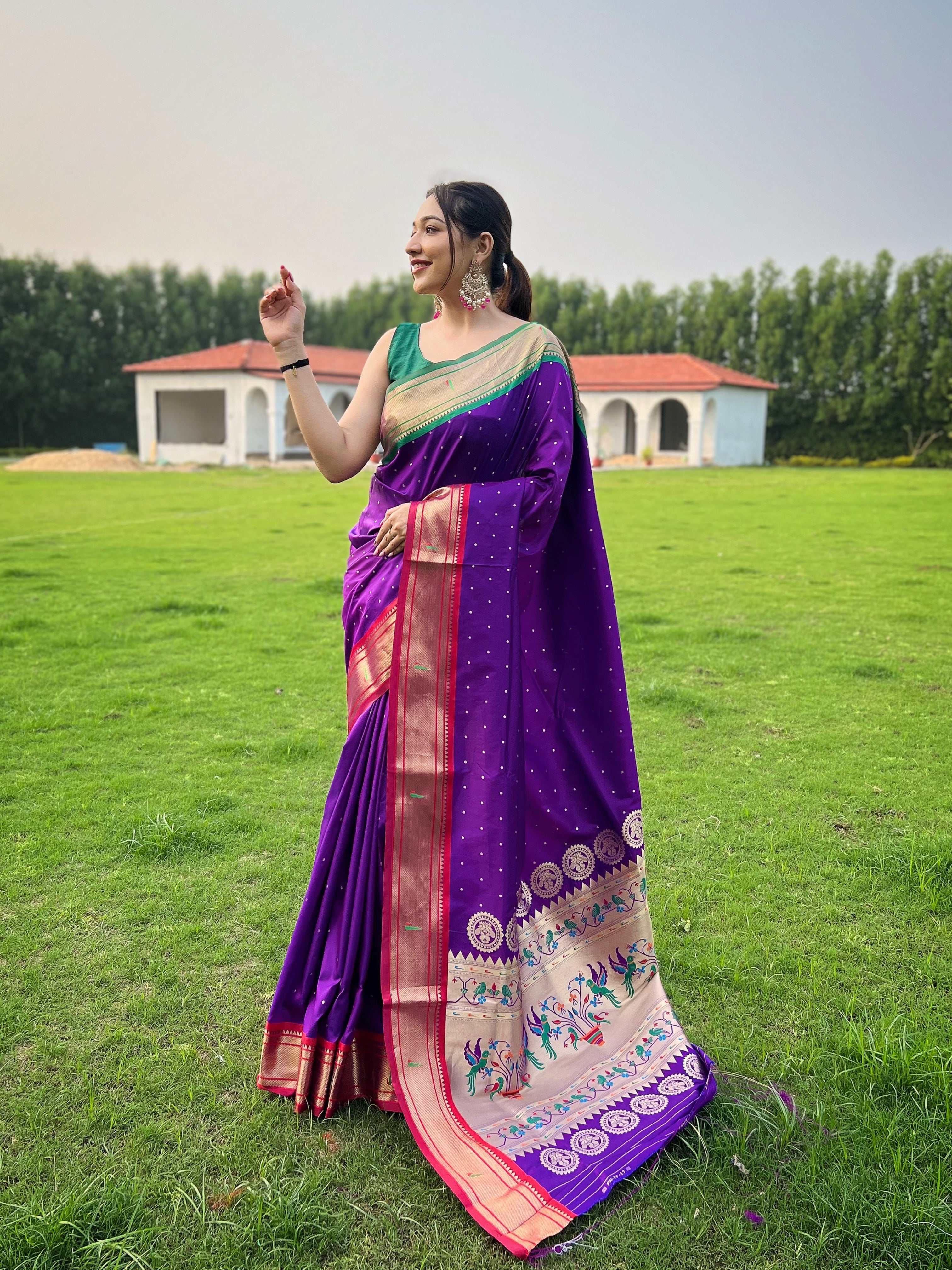 Orchid Woven Paithani Silk Saree