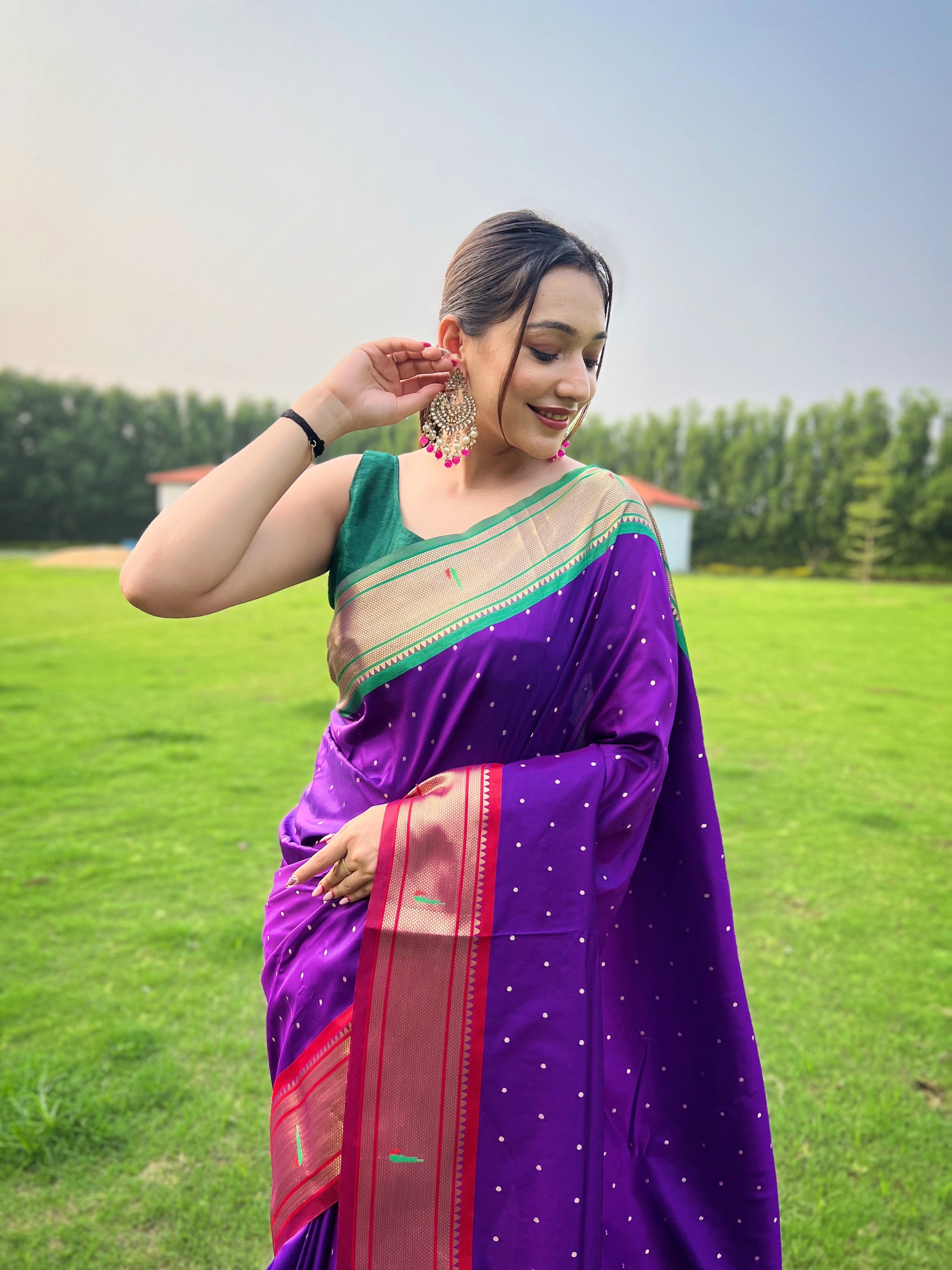 Orchid Woven Paithani Silk Saree