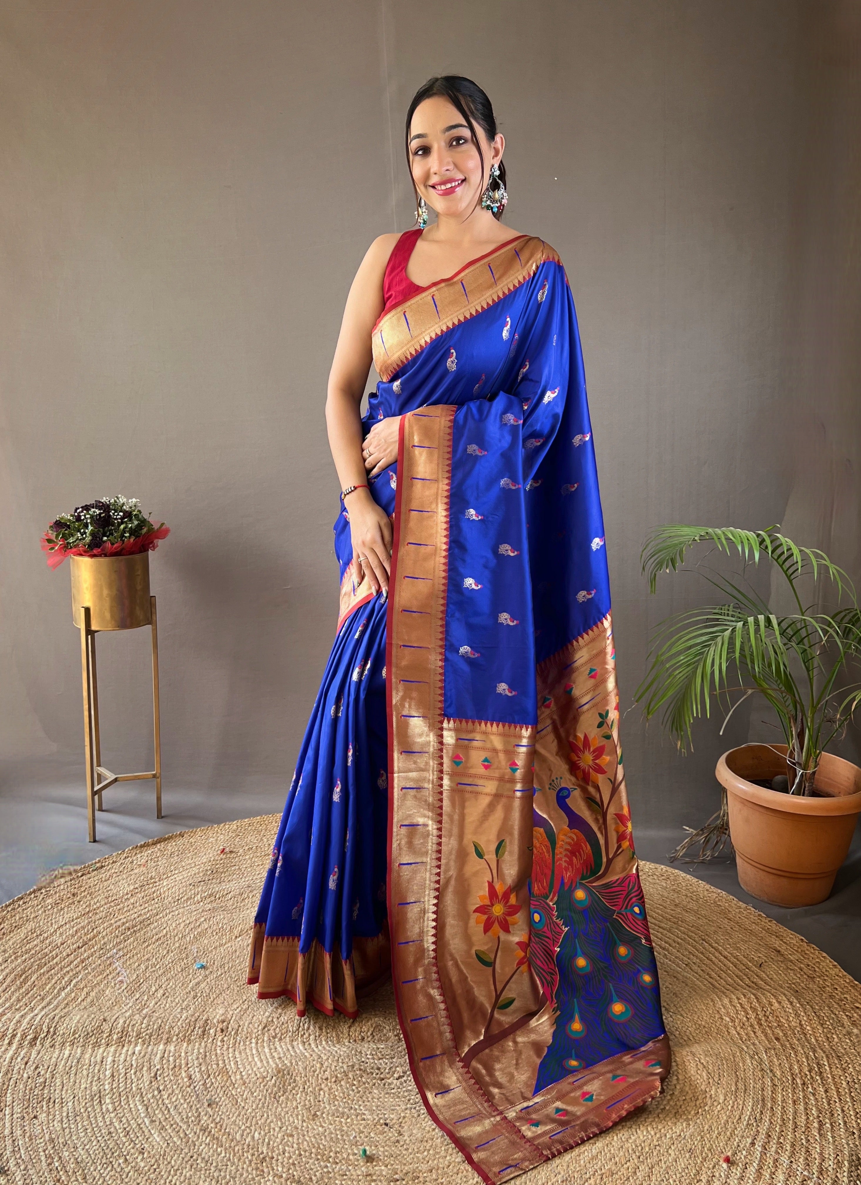 Violet Zari Weaving Paithani Silk Saree
