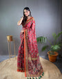 Pink Kalamkari Printed Malai Cotton Saree