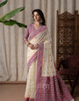 Prajanya White Pure Linen Silk Woven Saree