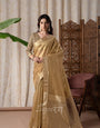 Titan Stone Beige Pure Tissue Silk Weaving Saree