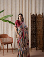 Madhuri Maroon Modal Silk Ajrakh Natural Printed Saree