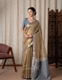 Titan Earth Brown Pure Tissue Silk Weaving Saree