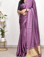 Grape Plain Pure Modal Gajji Silk Saree With Zari Pallu Natural dyeing Saree