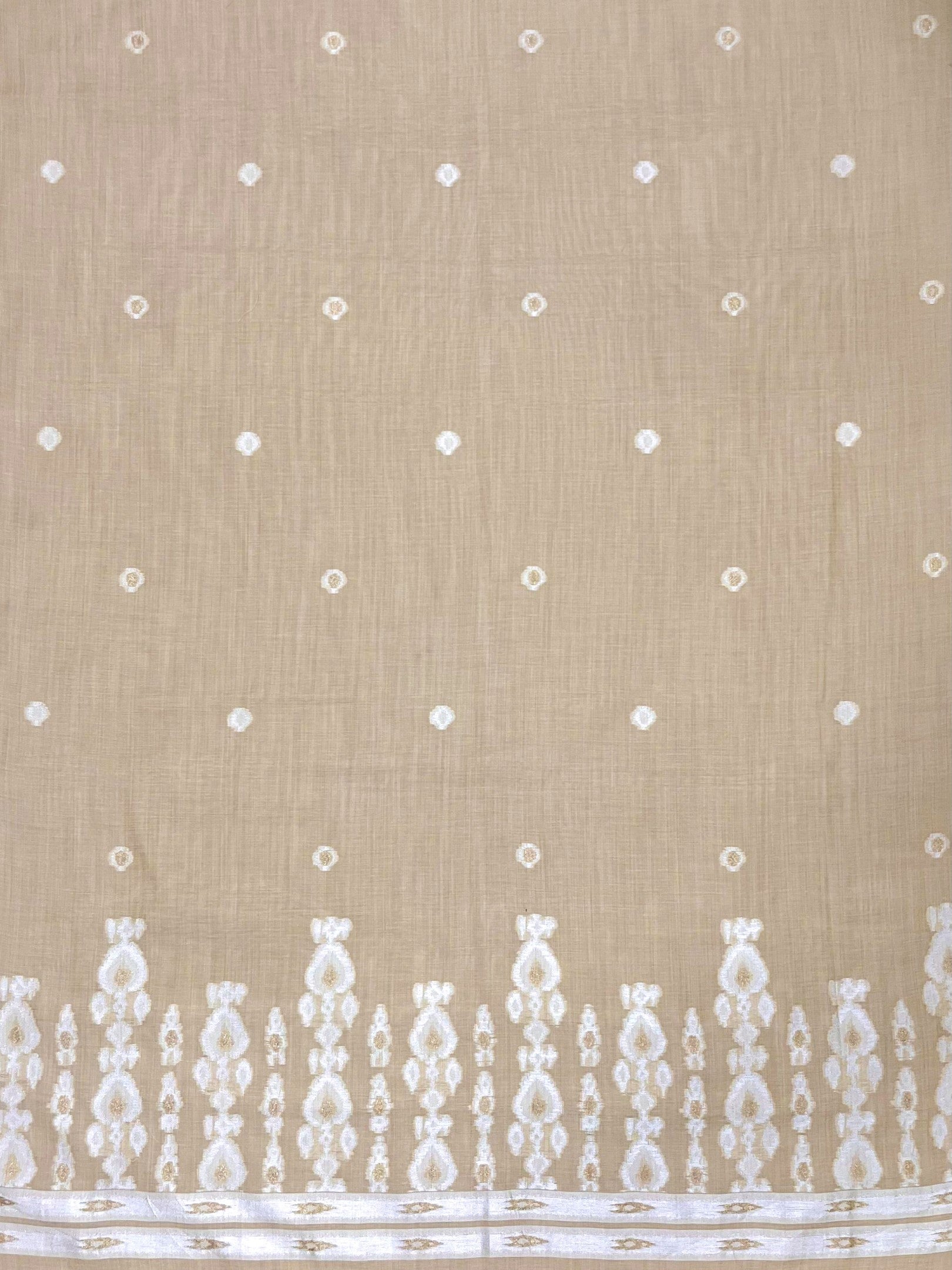 Pale Silver Pure Soft Muga Cotton Unique Weaving Unstitched Dress Material