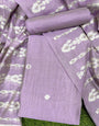 Lavender Pure Soft Muga Cotton Unique Weaving Unstitched Dress Material