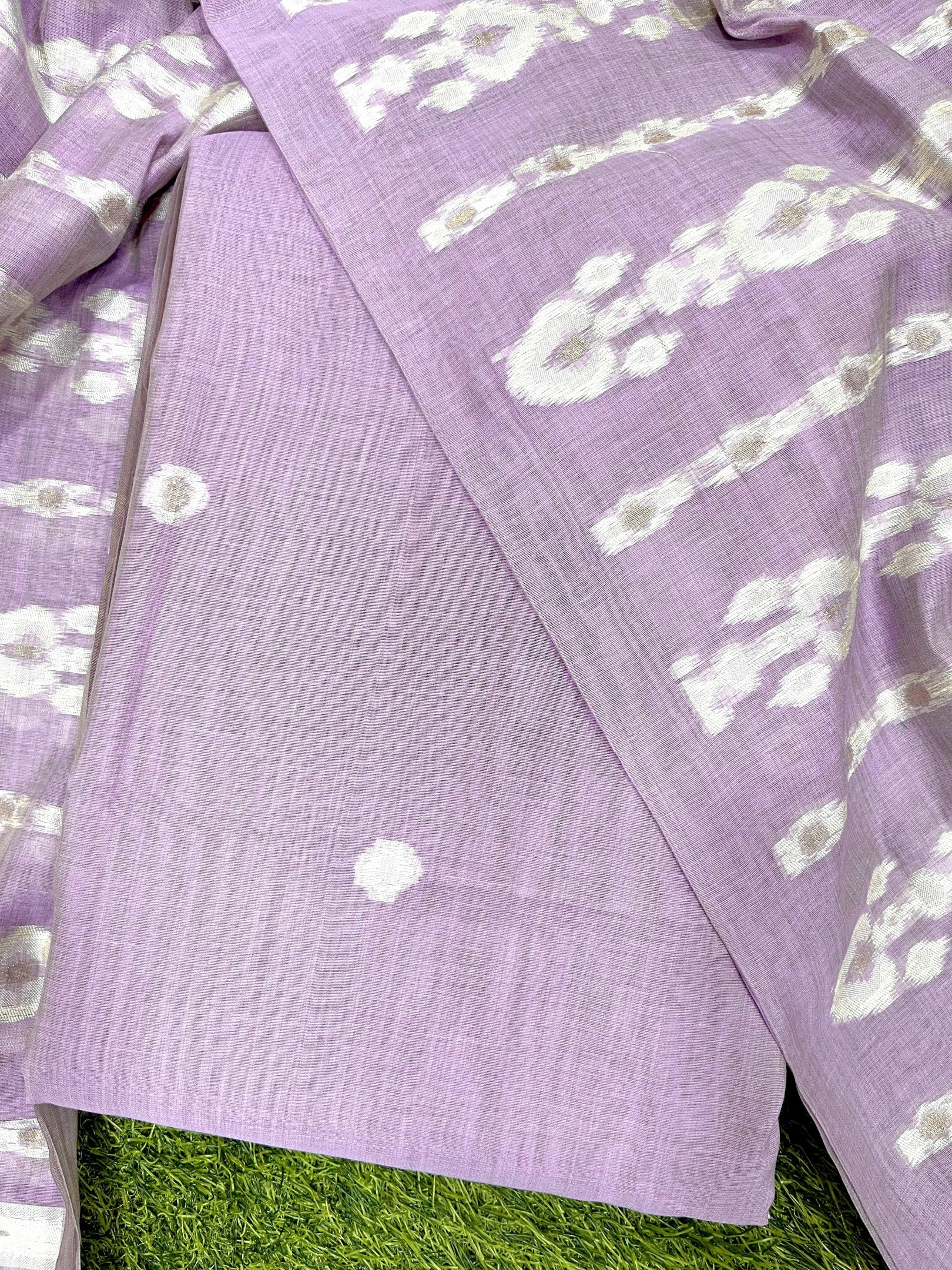 Lavender Pure Soft Muga Cotton Unique Weaving Unstitched Dress Material