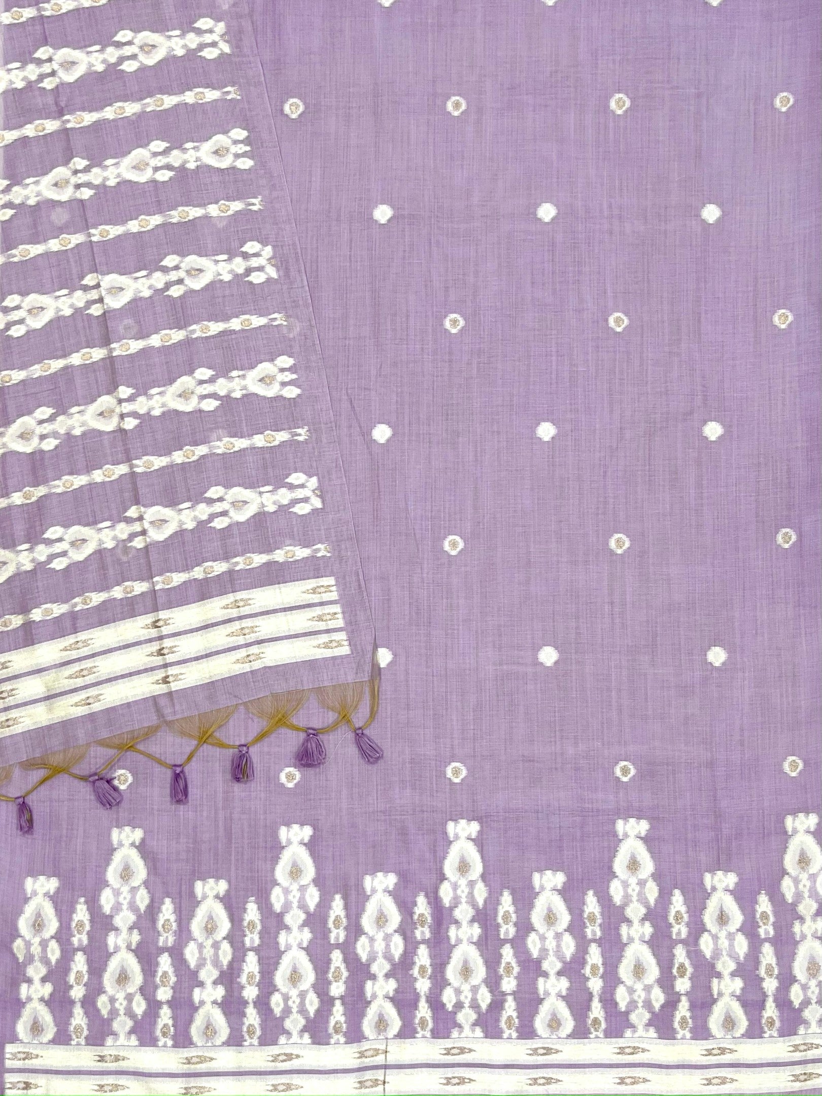 Lavender Pure Soft Muga Cotton Unique Weaving Unstitched Dress Material