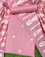 Pink Pure Soft Muga Cotton Unique Weaving Unstitched Dress Material