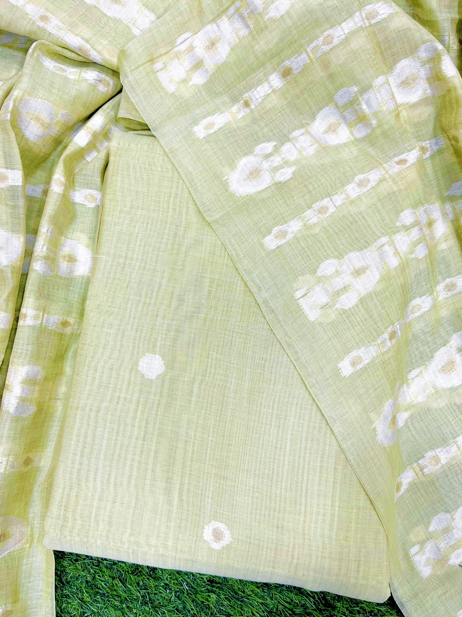 Pista Pure Soft Muga Cotton Unique Weaving Unstitched Dress Material