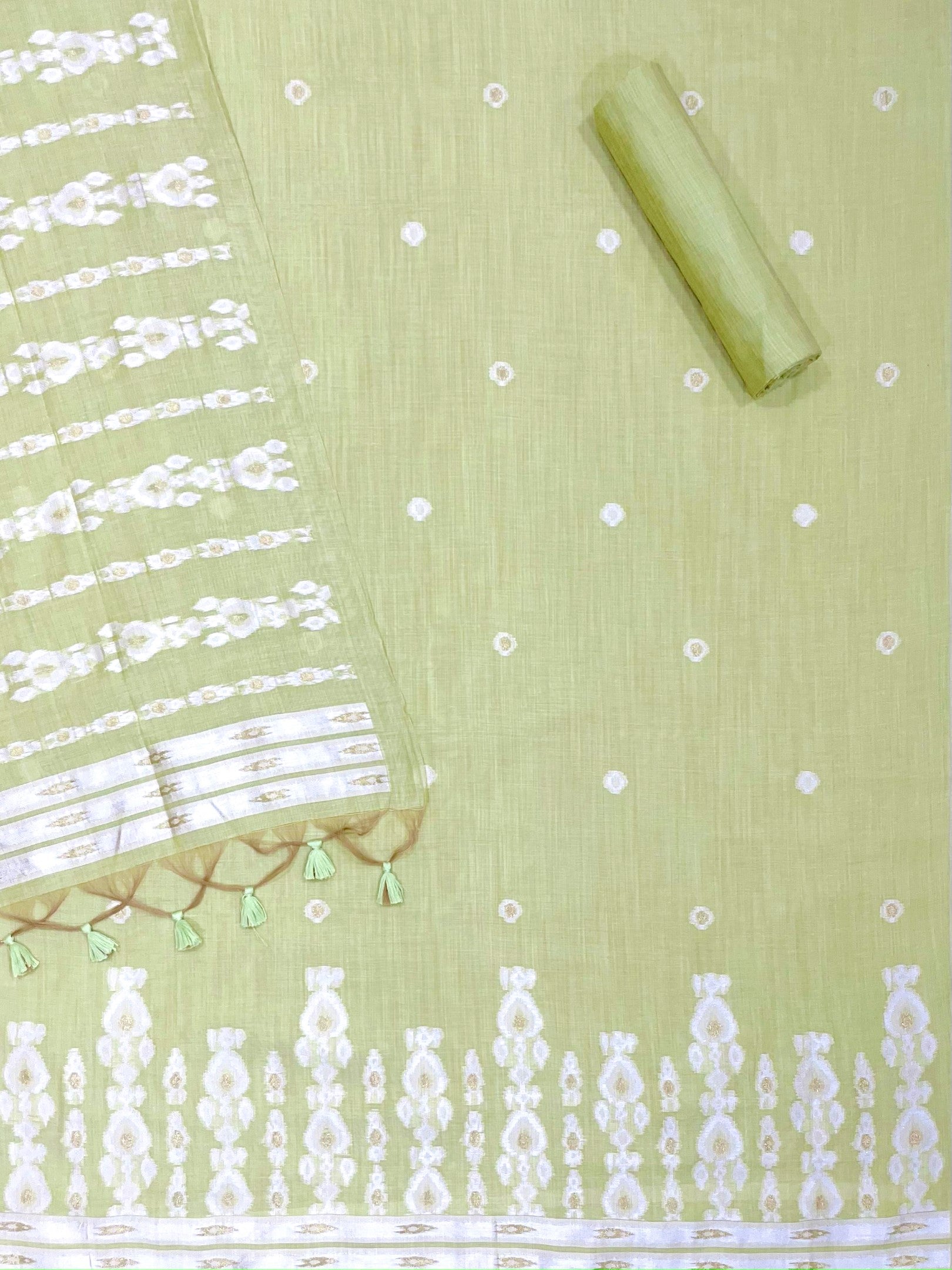 Pista Pure Soft Muga Cotton Unique Weaving Unstitched Dress Material