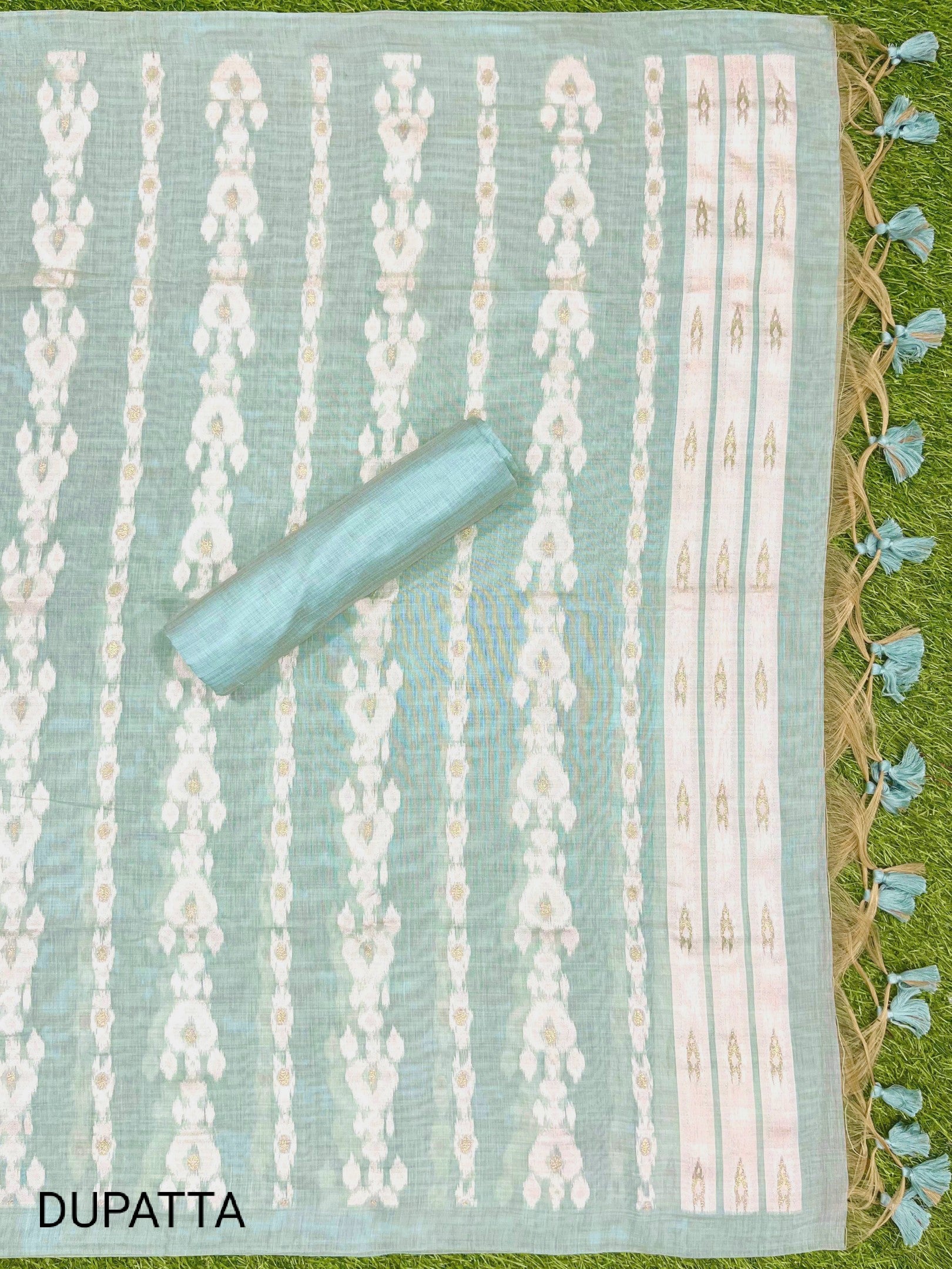 Peal Leaf Pure Soft Muga Cotton Unique Weaving Unstitched Dress Material