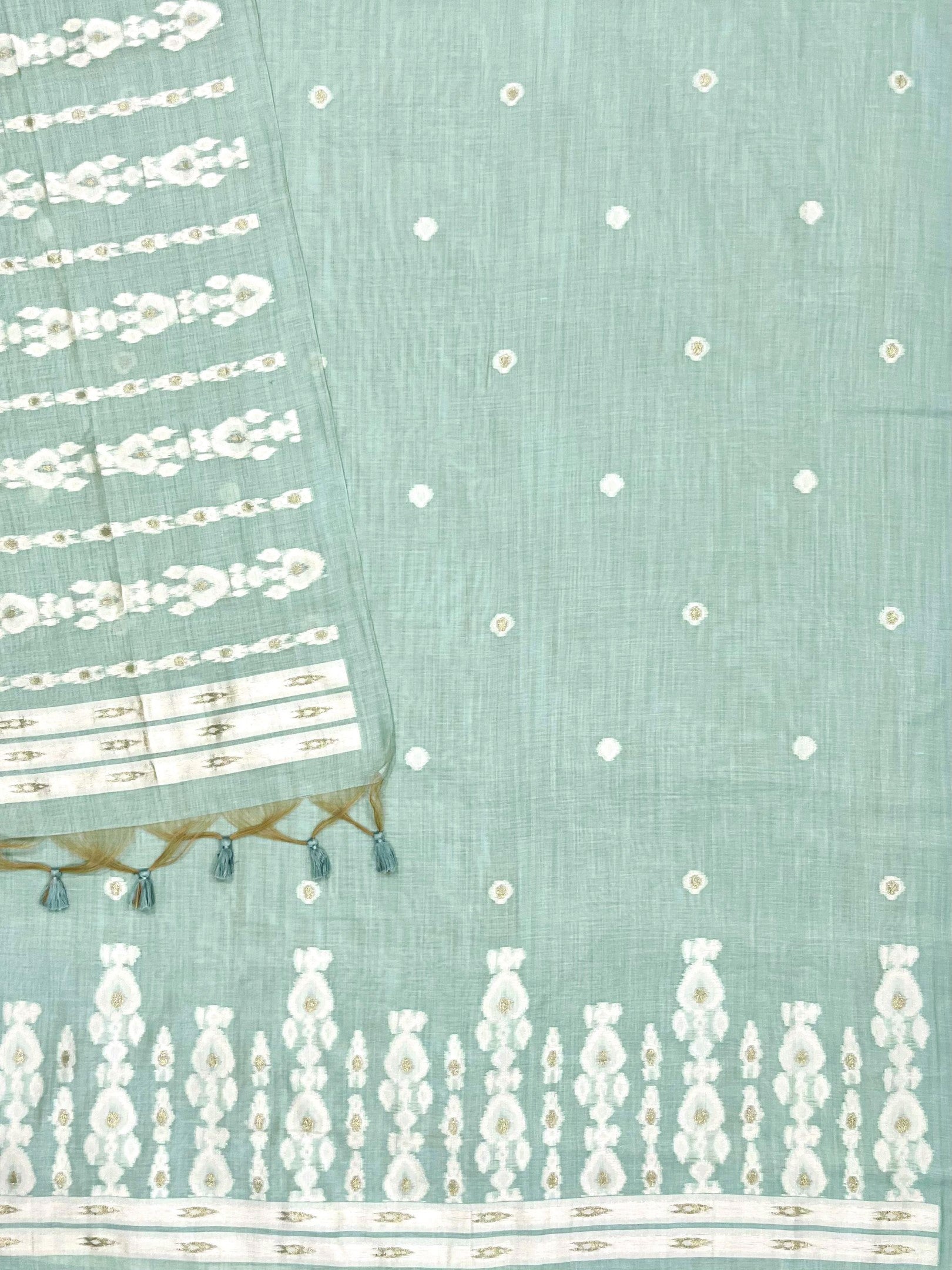 Peal Leaf Pure Soft Muga Cotton Unique Weaving Unstitched Dress Material