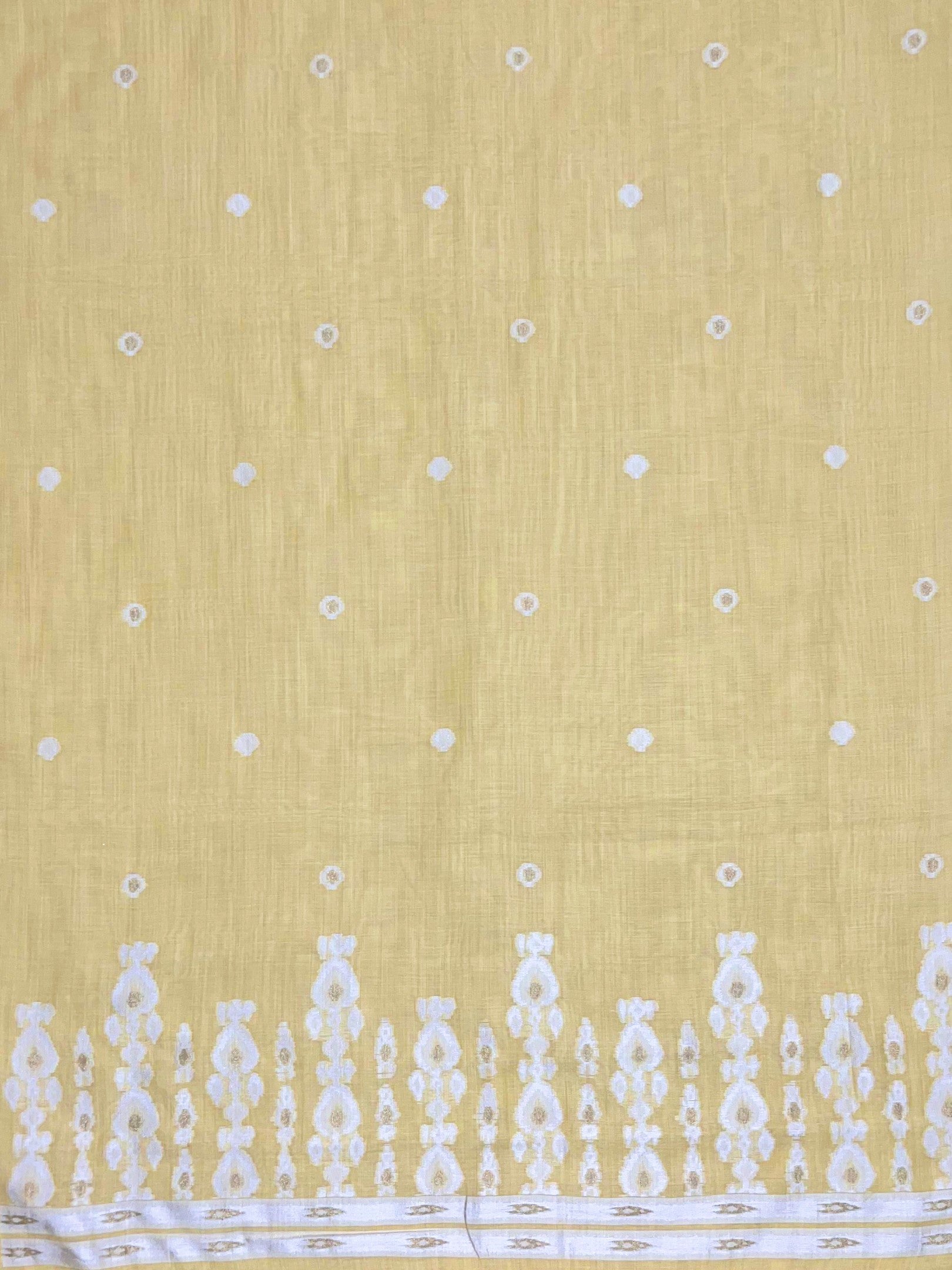 Yellow Pure Soft Muga Cotton Unique Weaving Unstitched Dress Material