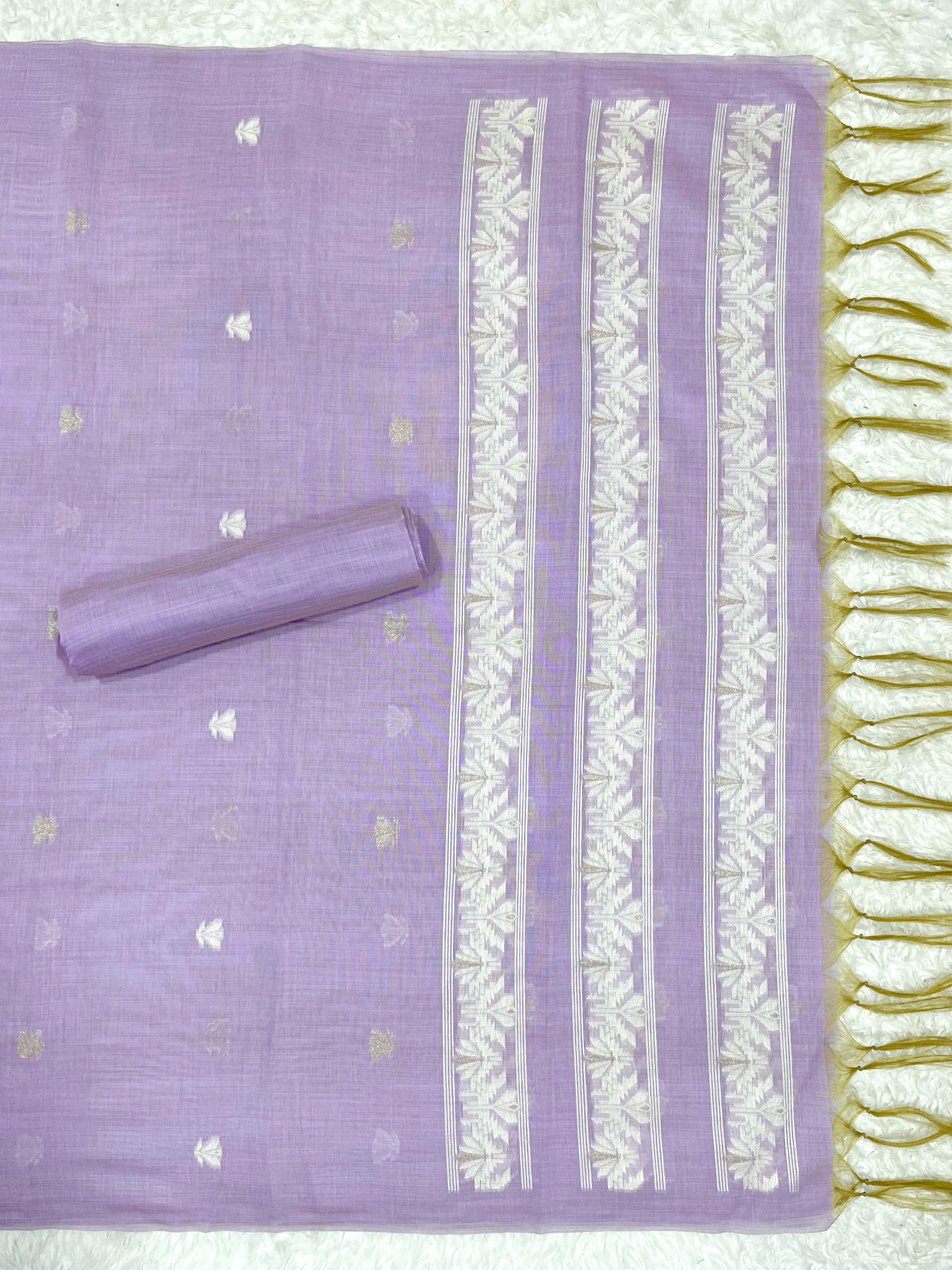 Blue Haze Pure Soft Linen Cotton Embroidered Work Unstitched Dress Material