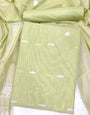 Pixie Green Pure Soft Linen Cotton Embroidered Work Unstitched Dress Material