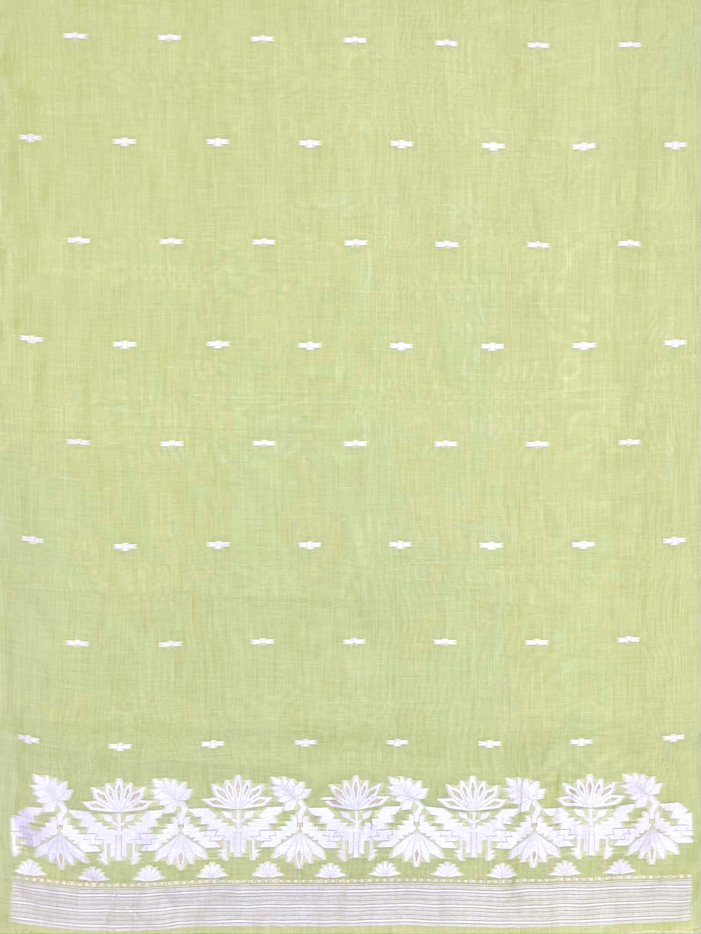 Pixie Green Pure Soft Linen Cotton Embroidered Work Unstitched Dress Material