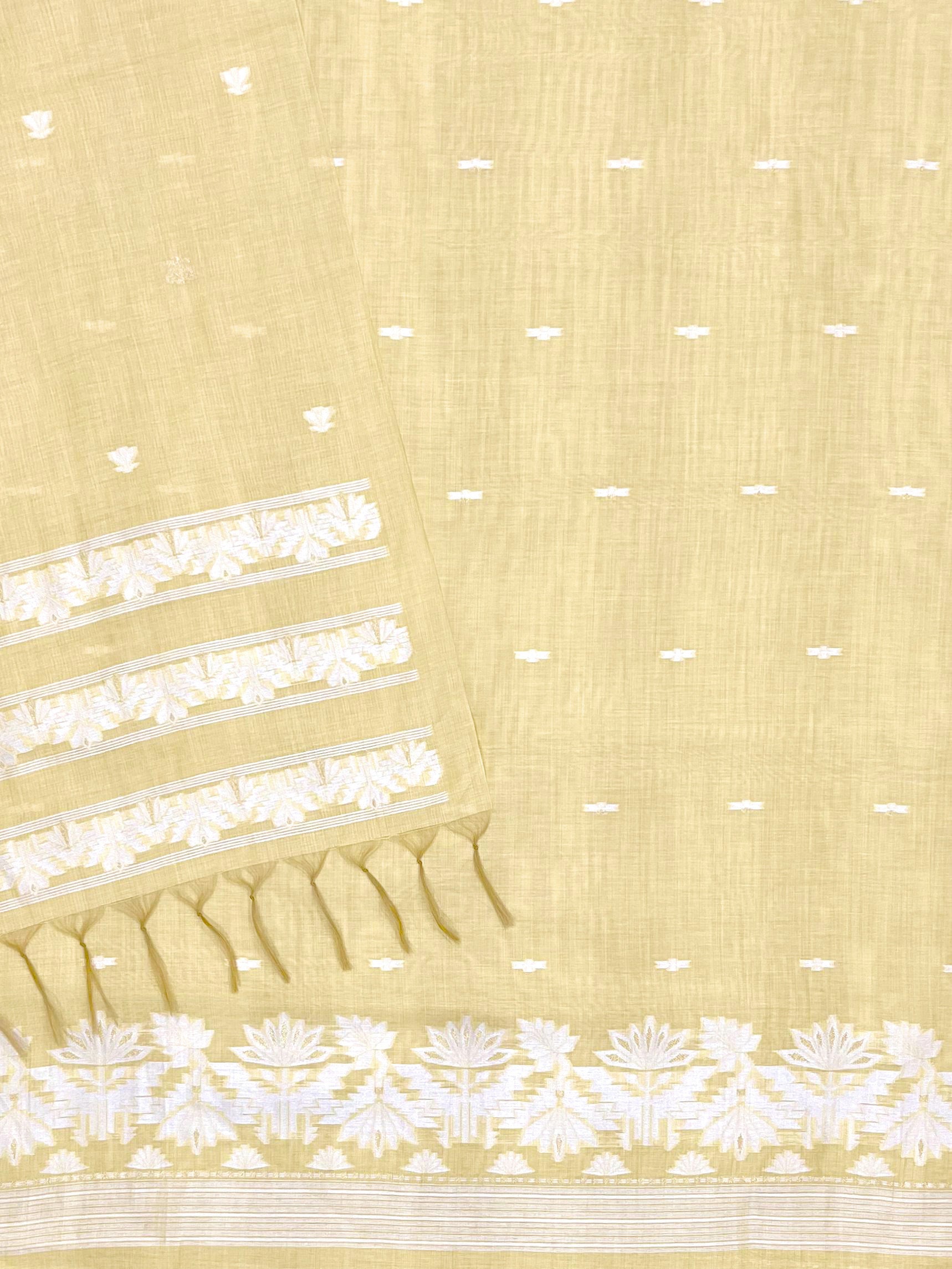 Yellow Pure Soft Linen Cotton Embroidered Work Unstitched Dress Material