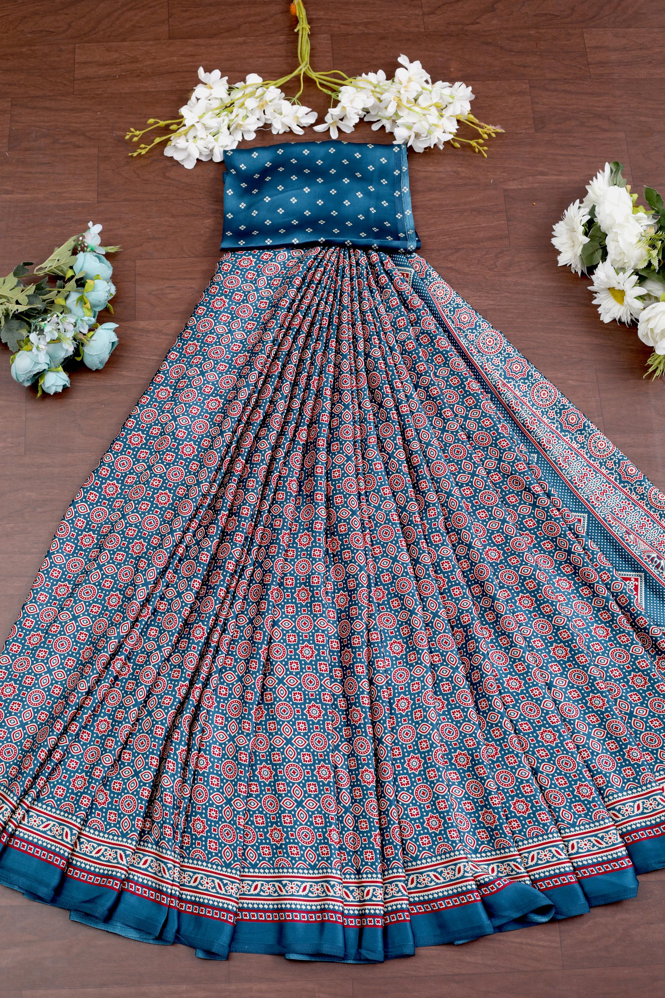 Bindiya Indigo Modal Silk Ajrakh Natural Print Saree