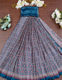 Bindiya Indigo Modal Silk Ajrakh Natural Print Saree