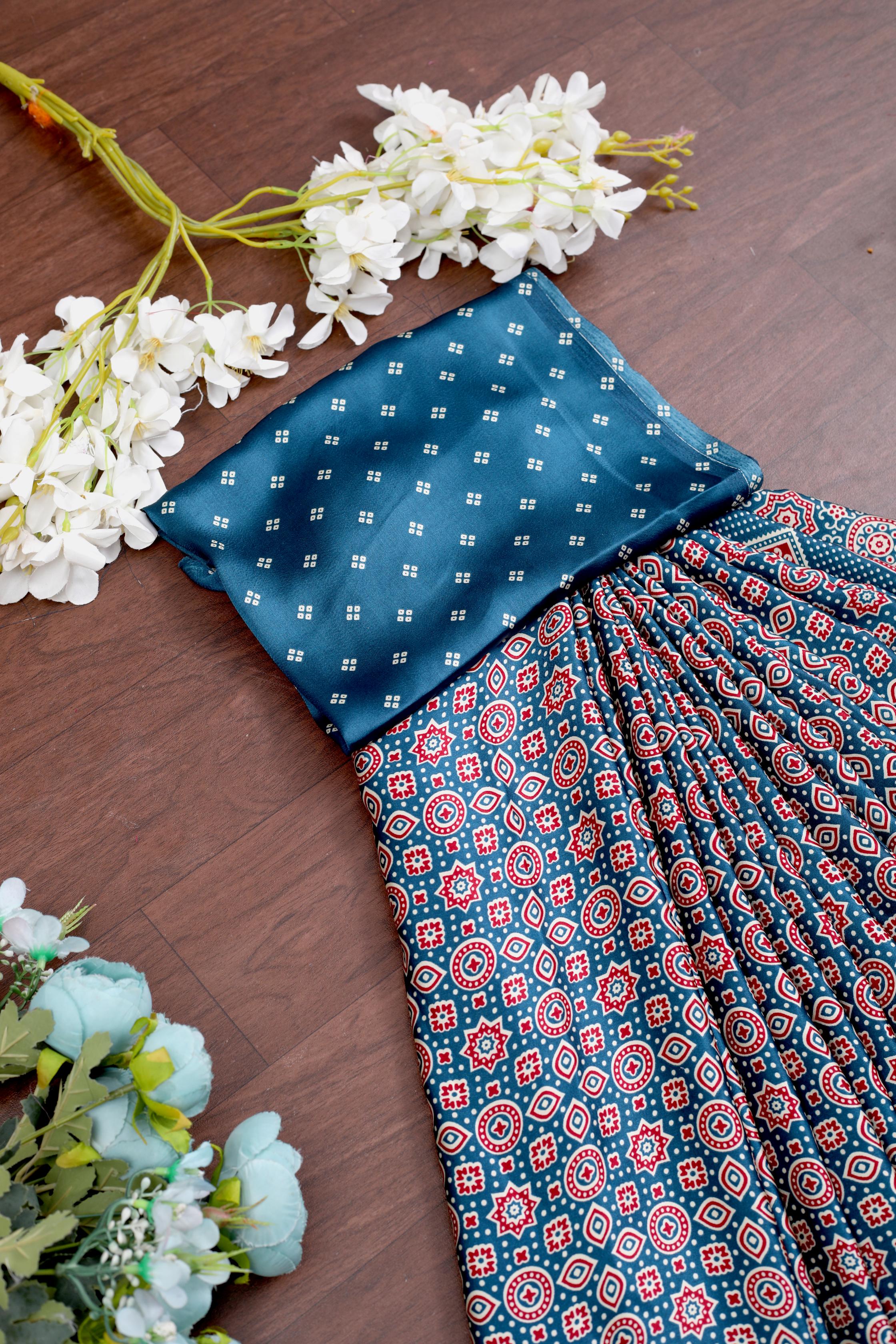 Bindiya Indigo Modal Silk Ajrakh Natural Print Saree