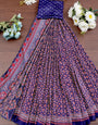 Bindiya Blue Modal Silk Ajrakh Natural Print Saree