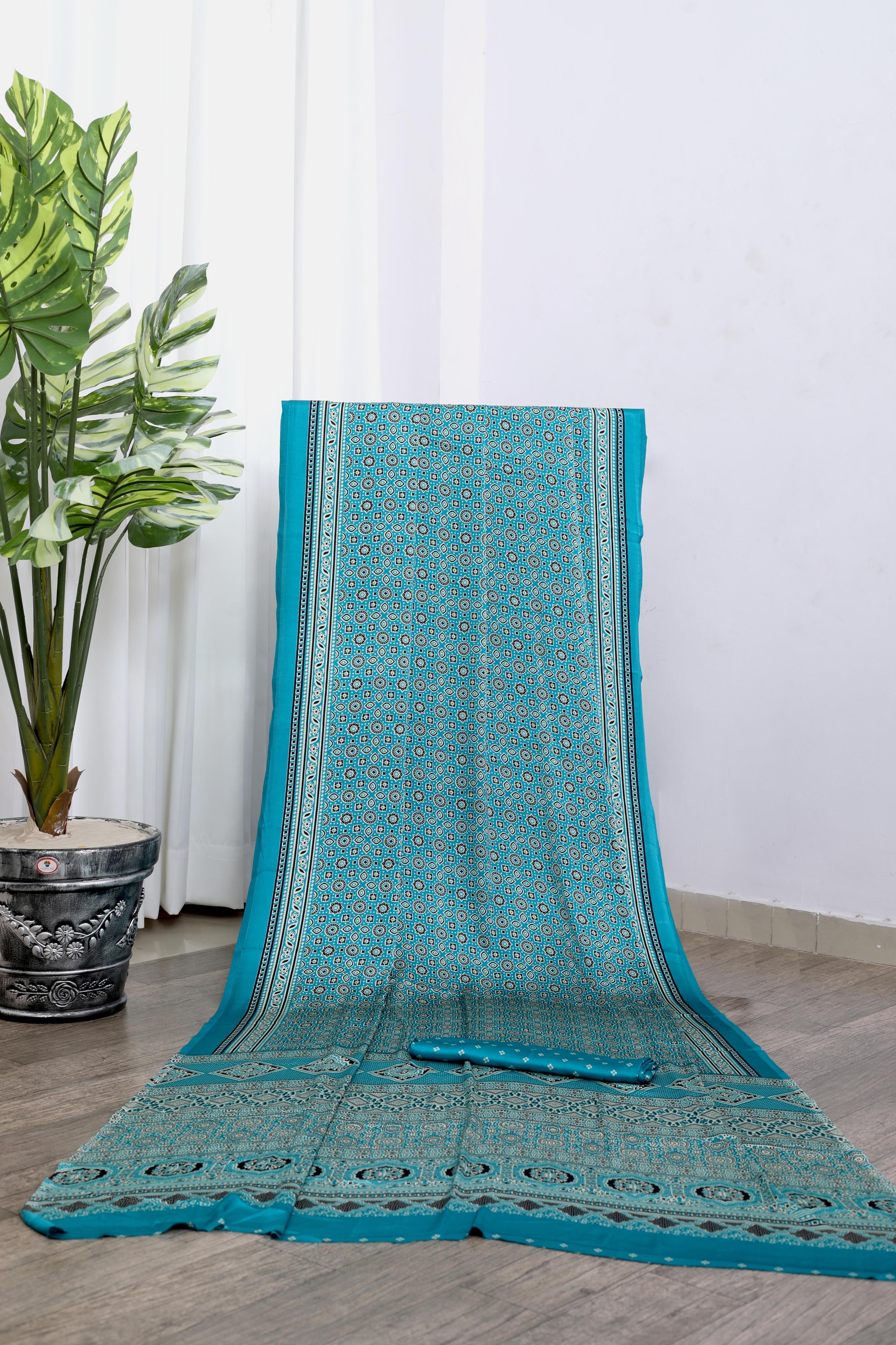 Bindiya Rama Modal Silk Ajrakh Natural Print Saree