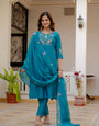 Rama Viscose Mango Silk Embroidery Thread With Hand Work Suit Set