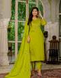 Parrot Marina Silk Embroidery Thread With Hand Work Suit Set