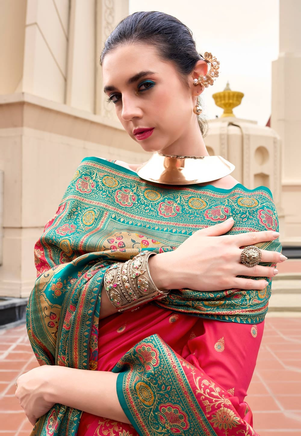 Soudarya Pink Pure Soft Banarasi Silk Waving Saree