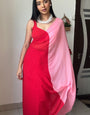 Misty One Minute Ready To Wear Red And Pink Georgette Saree