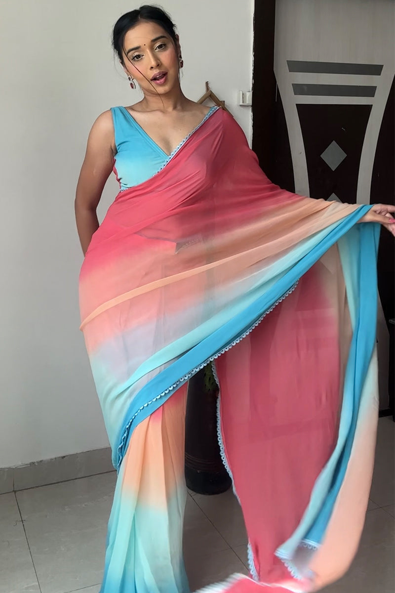 Bloom One Minute Ready To Wear Multicolor Georgette Saree