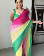 Shiny One Minute Ready To Wear Multicolor Georgette Saree