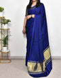Royal Blue Plain Pure Modal Gajji Silk Saree With Zari Pallu Natural dyeing Saree