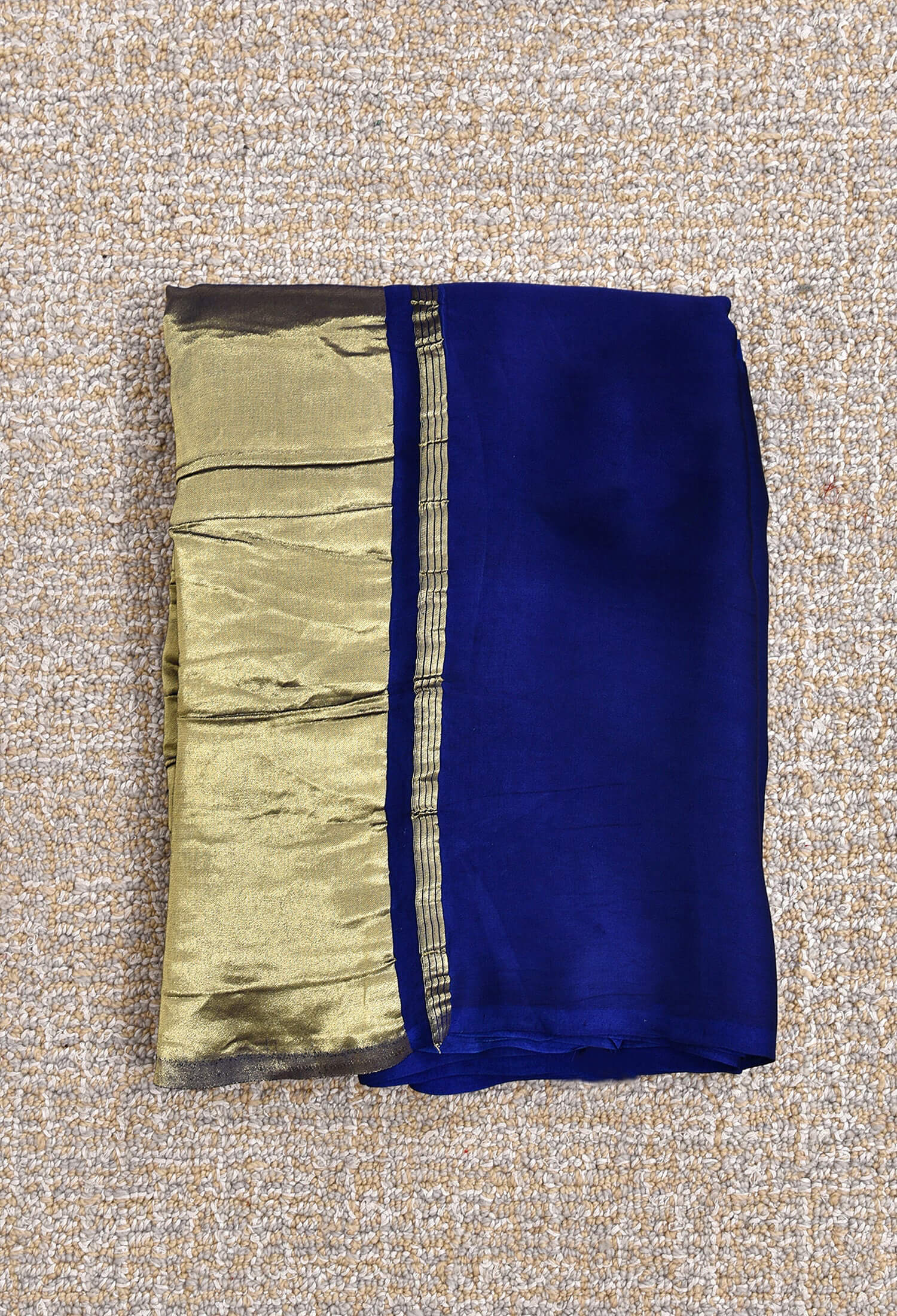 Royal Blue Plain Pure Modal Gajji Silk Saree With Zari Pallu Natural dyeing Saree