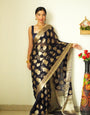 Enchanting One Minute Ready To Wear Black Cotton Silk Saree