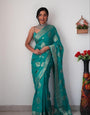 Lush One Minute Ready To Wear Sea Green Cotton Silk Saree