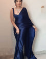 Lightful One Minute Ready To Wear Navy Blue Satin Silk Saree