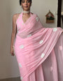 Lovely One Minute Ready To Wear Pink Georgette Saree